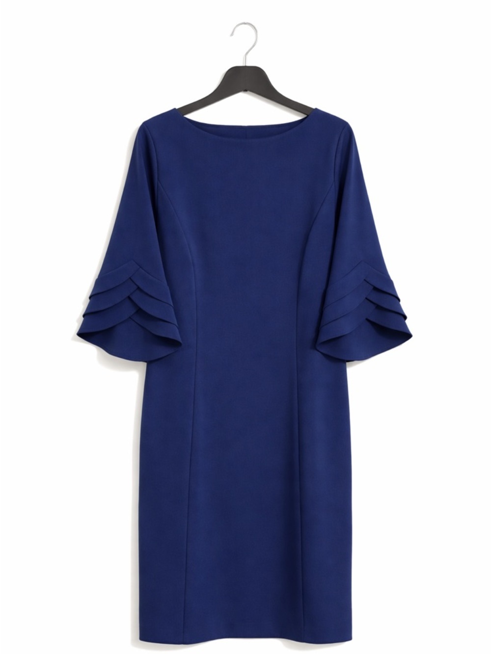 DKNY Navy Shift Dress Women’s Size 12 Scalloped Sleeve Elegant